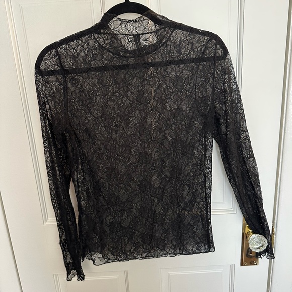 Anthropologie Sheer Black Lace Blouse - Picture 3 of 3